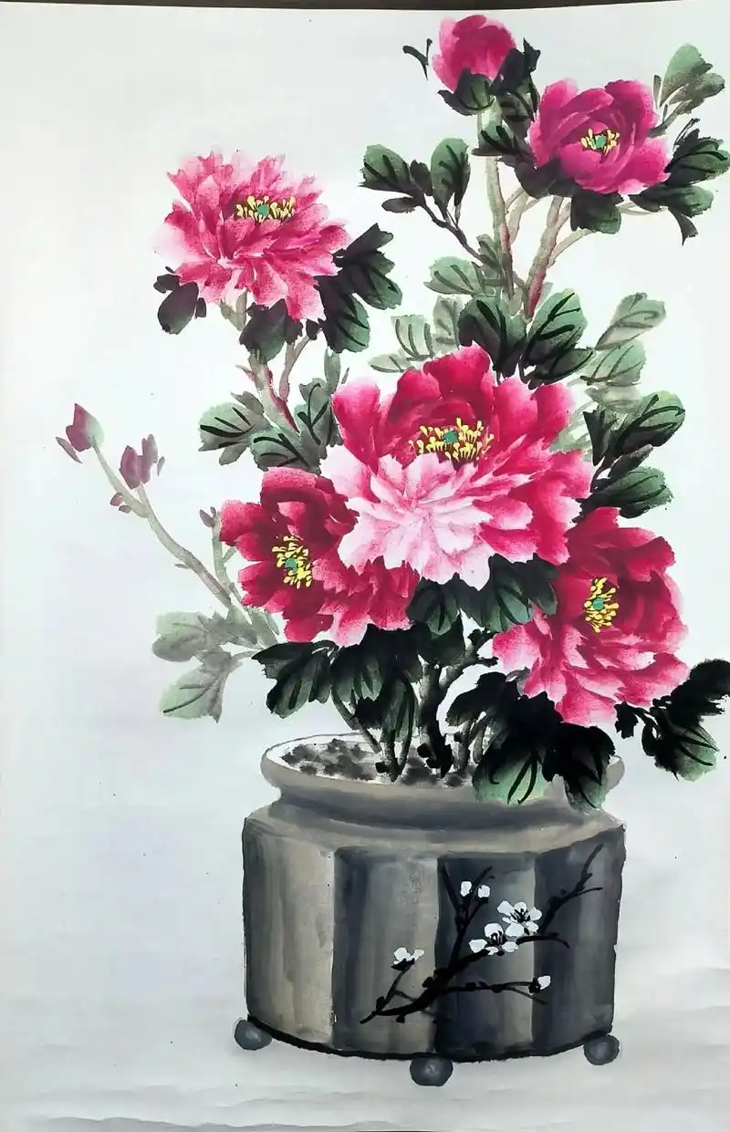 四尺三开课稿图片,我比较喜欢第一副.#零基础学牡丹#国画教程 - 抖音