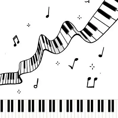 手绘卡通脸谱t恤 白色黑色白色卡通简约音乐钢琴琴键乐器元素png素材