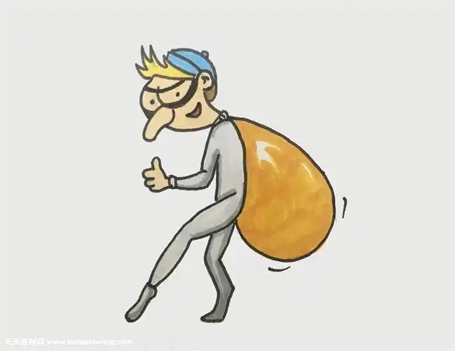 卡通坏人简笔画抓坏人简笔画坏人弯腰简笔画女子一声老公贼现了形图