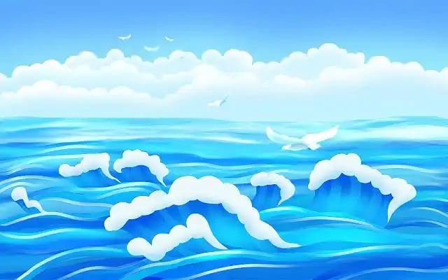 卡通大海海浪浪花插画海报背景海浪背景