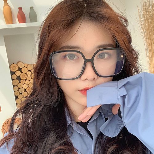 大框黑框眼镜女适合圆脸显瘦网红ins个性复古平面镜学生近视镜架
