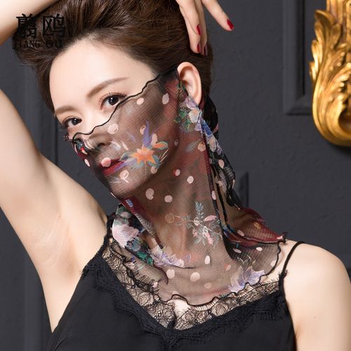夏季薄款真丝围脖女套头挂耳防晒脖套小丝巾桑蚕丝蒙面罩百搭围巾