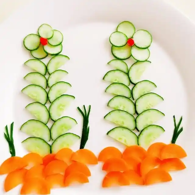 黄瓜胡萝卜摆盘,创意十足,简单又不失美观