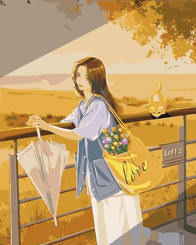 diy数字油画自己填色材料包元气少女治愈森系女生自由自在装饰画