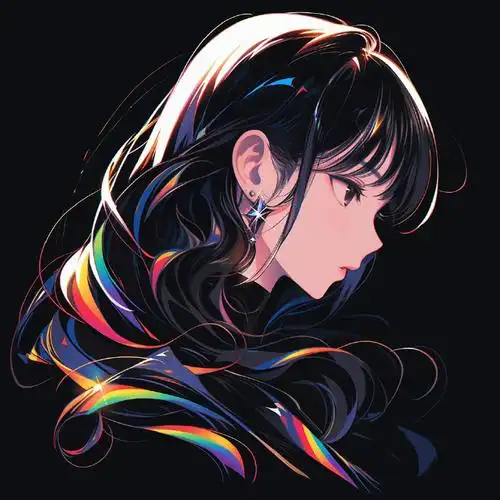 用 midjourney 试了一组黑色系头像,别说,黑色加上一些彩色点缀,效果