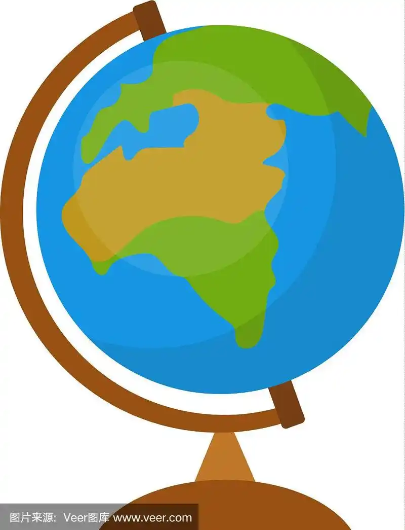 地球仪图标平面卡通风格孤立在白色