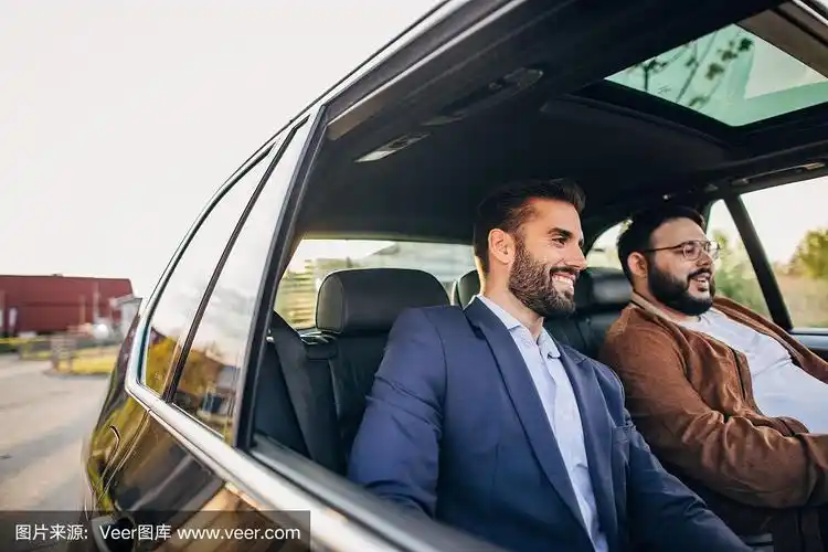 两个男人在后座上开车