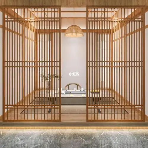 新中式餐厅饭店茶楼会所包间不锈钢屏风隔断