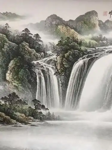 渊源源流聚宝盆国画聚财靠山山水画字画客厅会议室国画