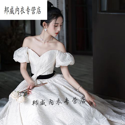 京佑流行气质新款礼服女轻婚纱新娘法式晚礼服在逃公主出门纱森系旅拍