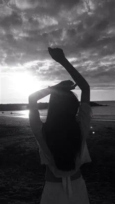 黑白,女生,背影,伤感