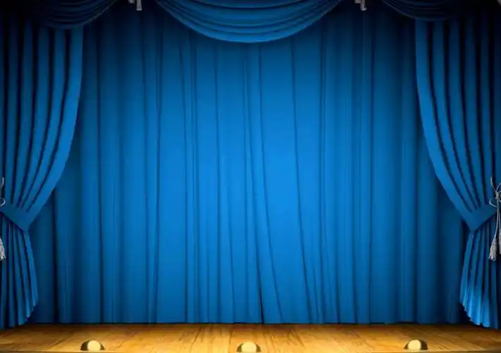 舞台演出幕布与矢量花纹背景图片