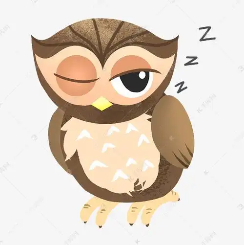 手绘猫头鹰睡觉插画