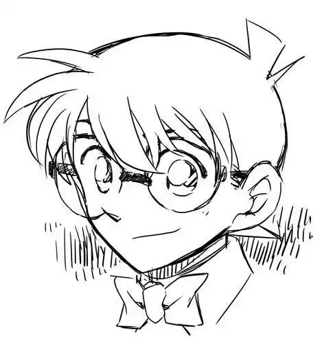 柯南 手绘 头像 线条 黑白 动漫 二次元 #名侦探柯南