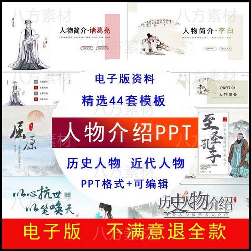 中国古代近代历史人物介绍ppt模板素材名人生平简介孔子屈原ppt