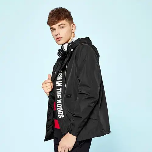 森马男装秋装时尚潮流街头拉链连帽防风保暖休闲夹克男装男士外套