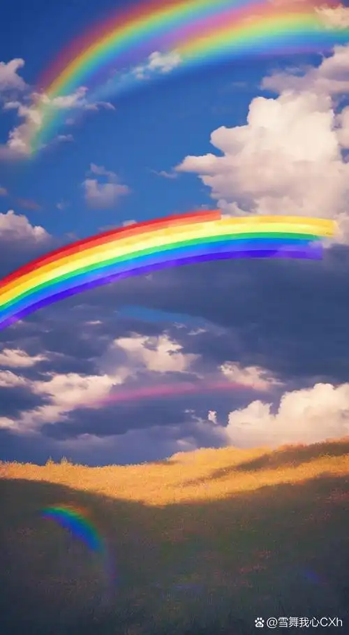 这道彩虹仿佛是我心中最纯真的梦想,它跨越了天空和山峰,好像在告诉我