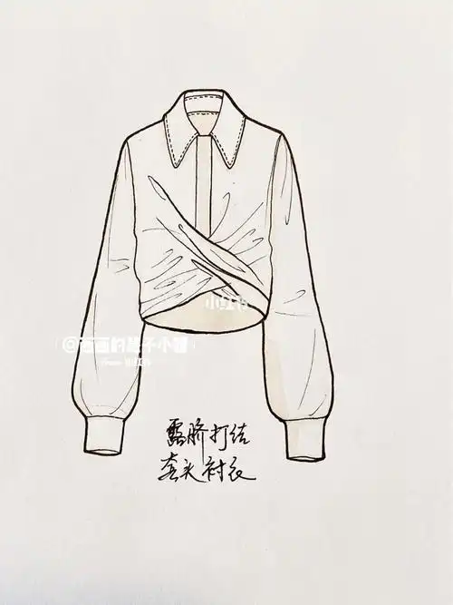 服装设计|手绘线稿休闲潮流上衣款式图