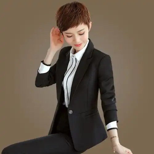 新款式职业西装外套女秋冬新款修身大码面试正装工作服短款女士西服