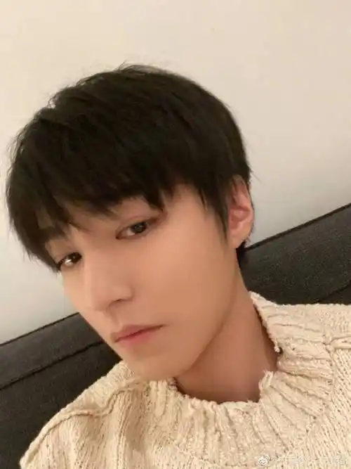 王俊凯久违营业晒自拍米色毛衣顺毛造型清爽帅气