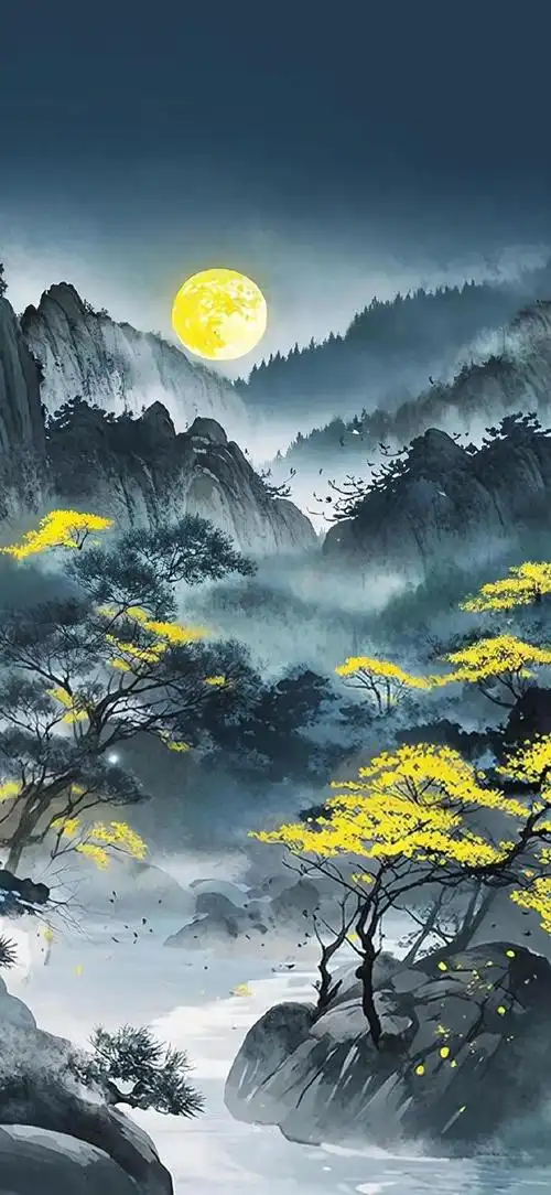 一期山水画壁纸好有意境美