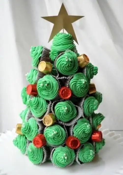 christmas cupcake tree.start with a styrofoam cone.photo only.