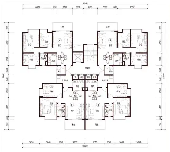 sqt05恒大碧桂园多层小区高层户型洋房公寓住宅楼建筑设计cad设计