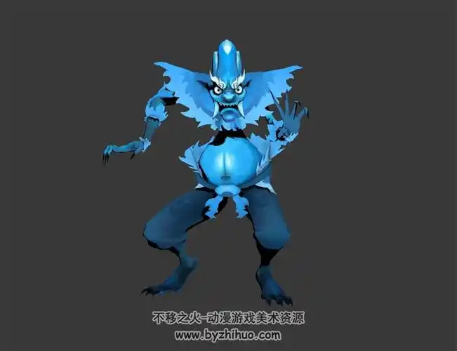 蓝皮肤地狱小鬼 3d模型 有绑定和动作