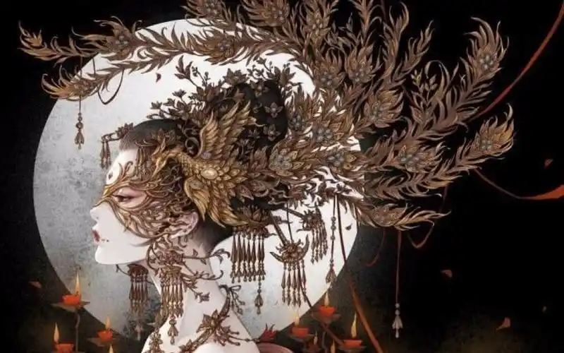 烙画半面妆凤凰为钗半面红妆