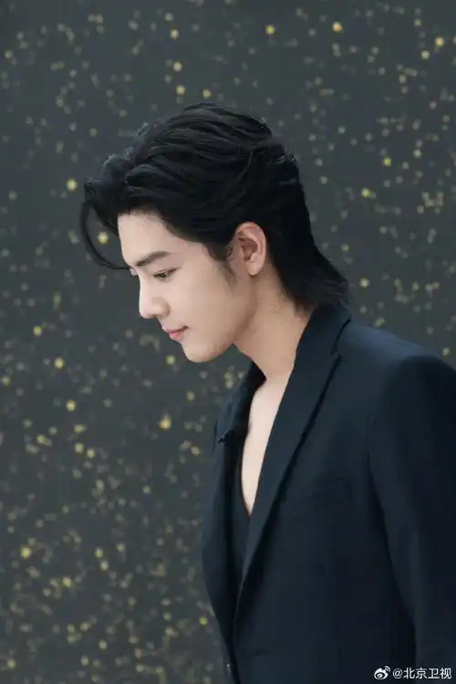 肖战纯黑深v西装好矜贵