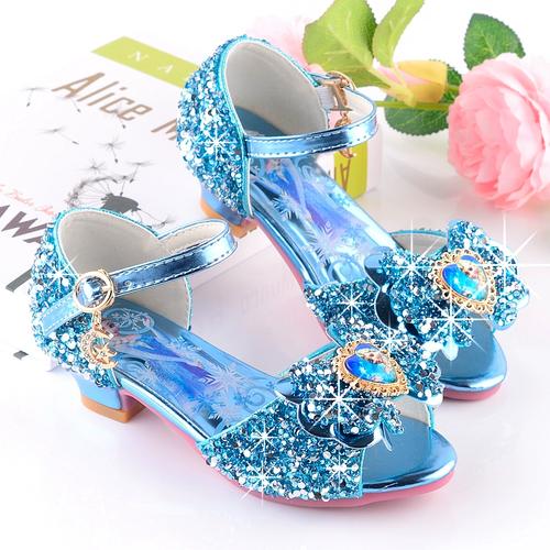 子冰雪奇缘爱莎公主鞋新款儿童凉鞋女童高跟鞋2024夏季水晶鞋时尚