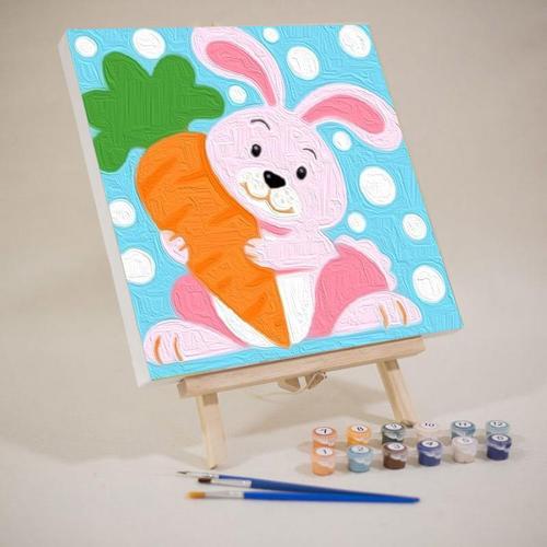 diy数字油彩画 可爱兔儿童油画填色小尺寸治愈手工画画涂色画填充