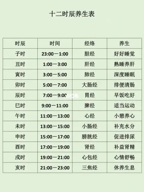 十二时辰养生参考