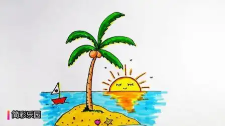 铅笔风景画简笔画二年级儿童秋天风景画儿童简笔画唐代诗人彩色简笔画