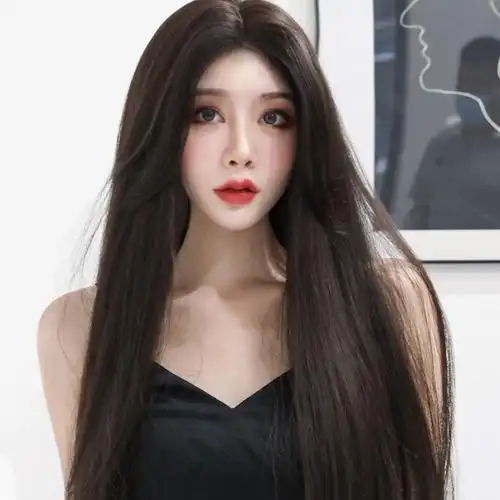 刘海新式修脸气质长直八字头套网红自然逼真整顶假发