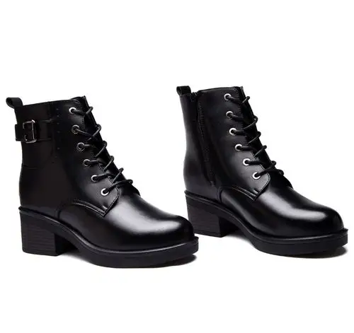 3515强人军靴百搭高跟马丁靴女英伦风秋冬新款粗跟短靴羊毛雪地靴_7折