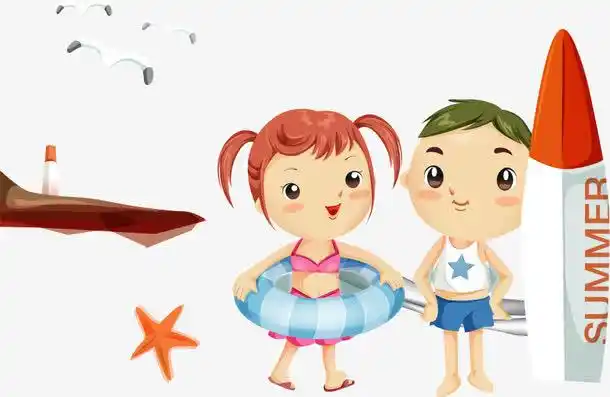 游泳的矢量卡通儿童