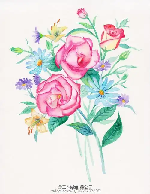 #插画##手绘##水彩##三木花草##水彩花卉#绘…-堆糖,美好生活研究所