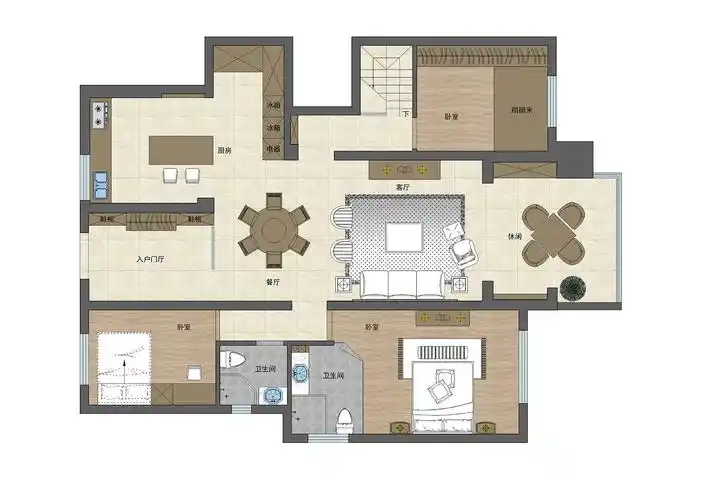 图 | 负一层原始平面图▲ 图 | 负一层平面图秀水华庭·唐顿庄园