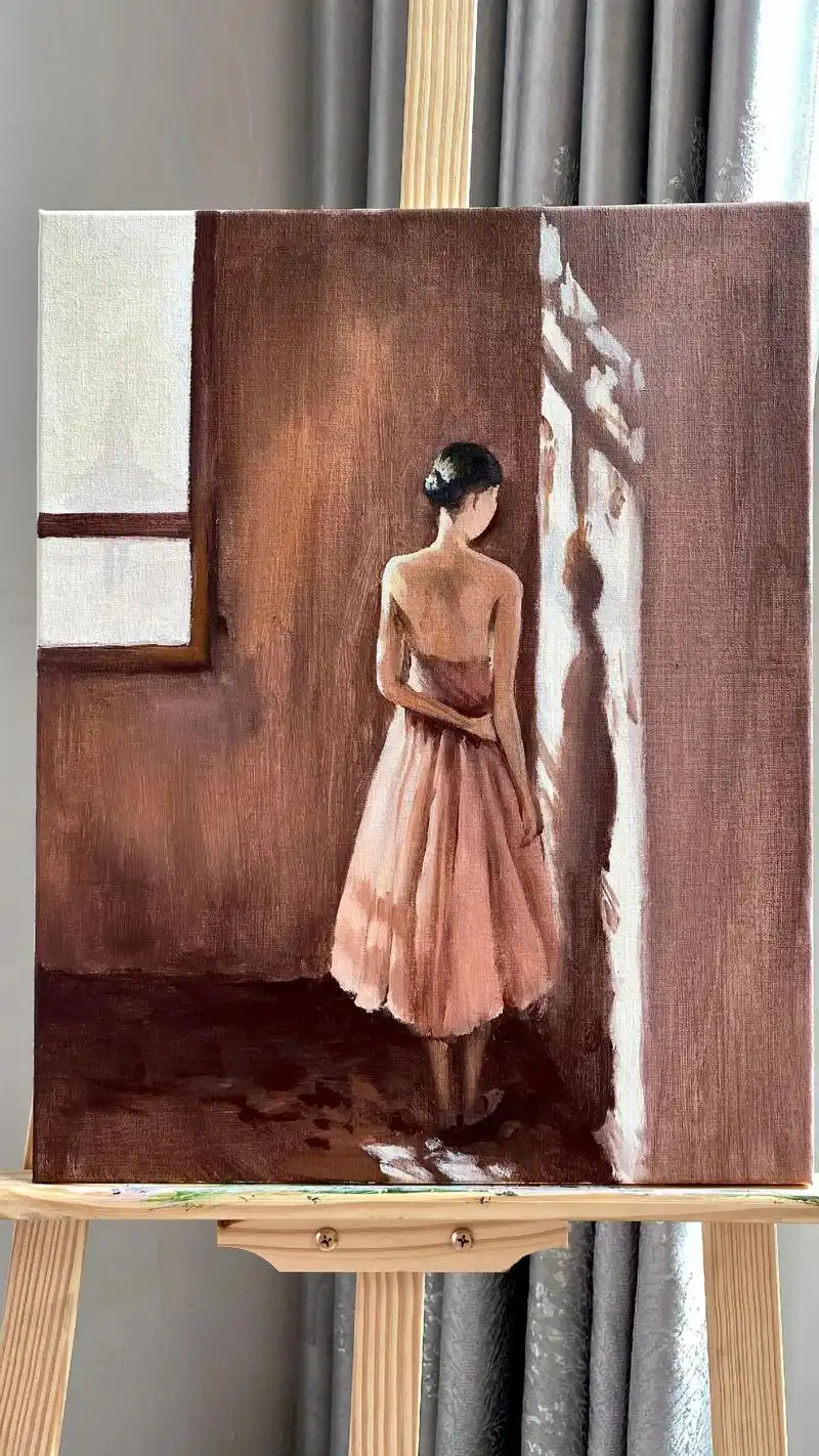 丙烯画<秋日背影>步骤图.