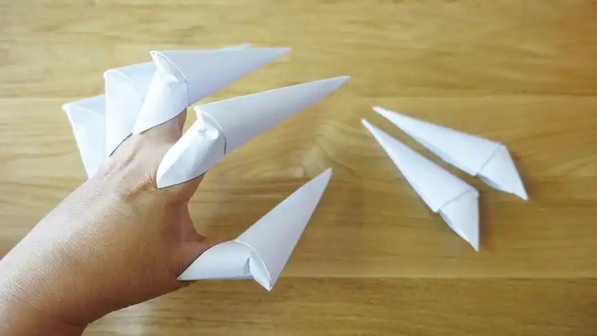爪子折纸,最犀利的指甲套折法,戴上它马上穿越为白骨精