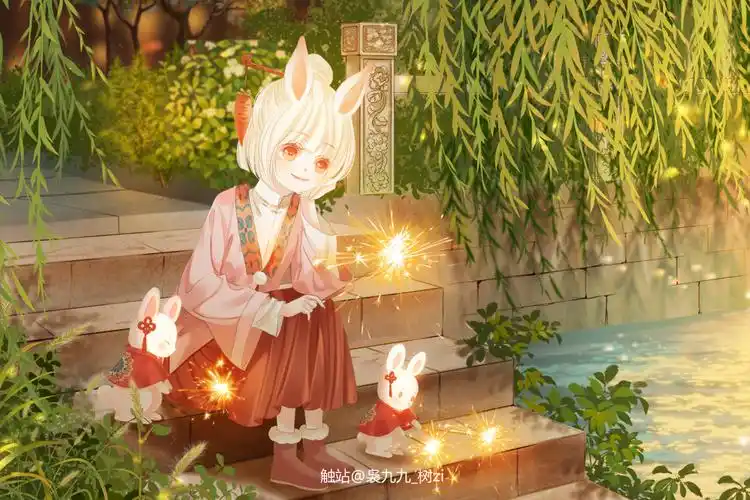 兔子拟人-原创插画二次元原创作品-触站