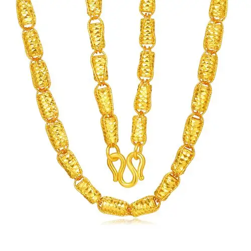 足金黄金项链男士款时尚老板链筒珠链/计价/送礼