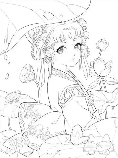 干货 100张女生绘画线稿素材,二次元动漫 古风美女干货 100张女生绘画