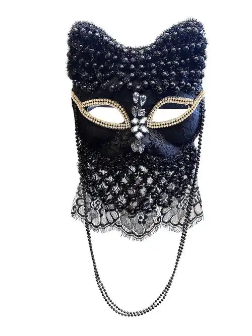 蒙面歌王面具威尼斯狐狸猫女面具重手工装饰蒙面歌王日式万圣节假面