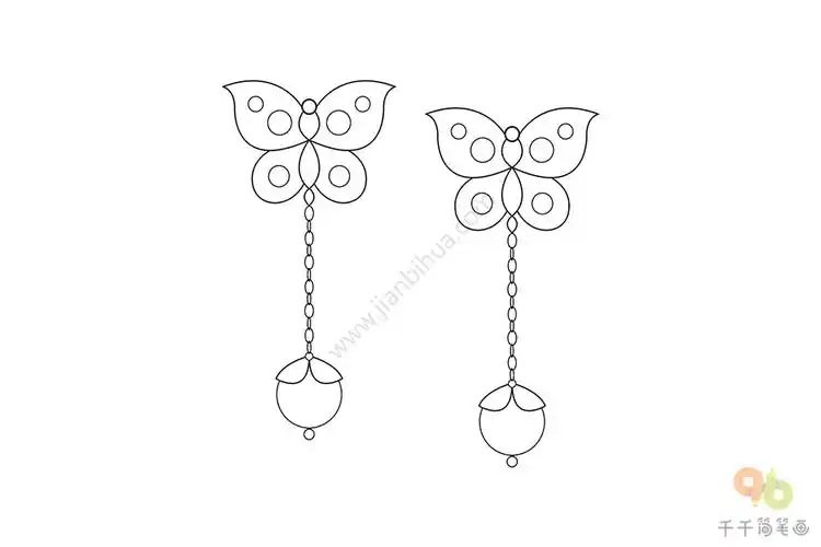 银蝴蝶耳坠简笔画