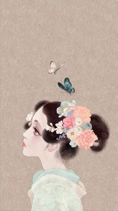 唯美手绘古风美女高清手机壁纸