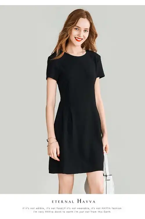 havva classic小黑裙系列至简美学立体剪裁a字连衣裙子女裙新款 黑色