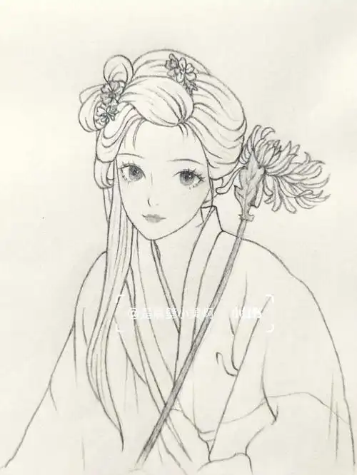 少女线稿  #线稿  #古风手绘  #古风线稿人像  #画画的日常  #薯