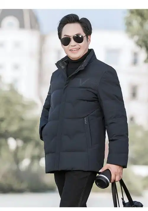 鸭鸭(yaya)中老年羽绒服男士短款加厚立领中年冬装外套40岁50老爸父亲